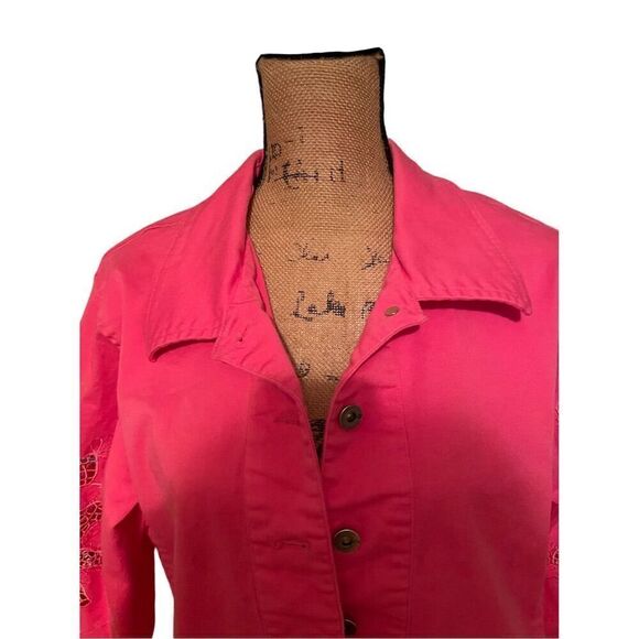 Great Cavalier by St Paul Women's Pink Button-Front Jacket L Cutwork Sleeves - Picture 2 of 12